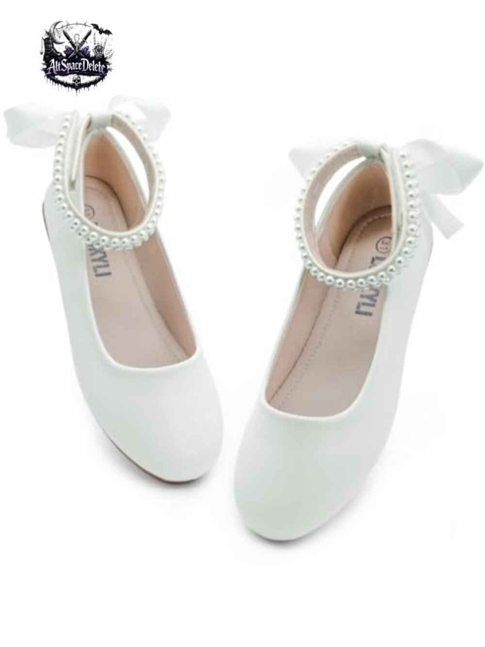 Toddler Girls Mary Jane Flats PU Leather Pearl Strap Dress Shoes